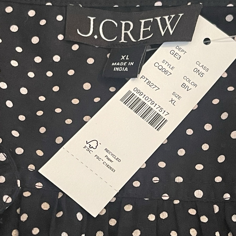 J Crew Relaxed Fit Shirt Dress Womens XL Black Polka Dots 100% Cotton Beach - Picture 8 of 9